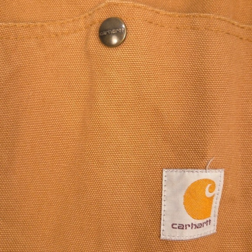 Carhartt Insulated Bib Overalls Women 14 Brown Quilt Lined Duck Canvas Dbl Knee - Picture 7 of 12
